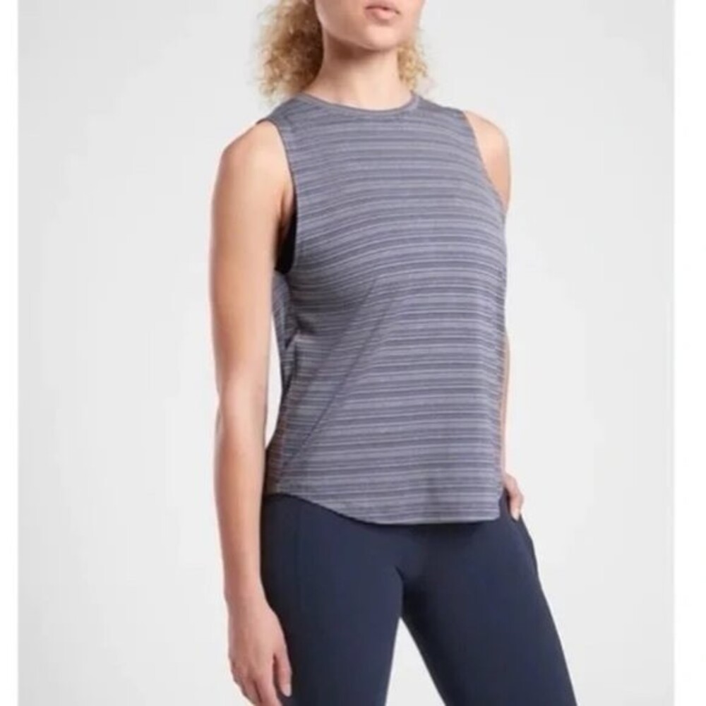 Athleta Cloudlight Striped Muscle Tank Top - Whisper Stripe Medieval, size M